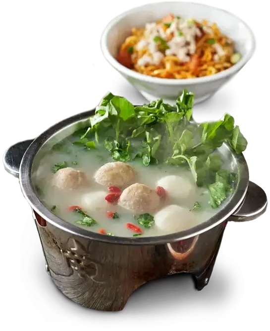 Watercress Mixed Ball Soup With Noodles